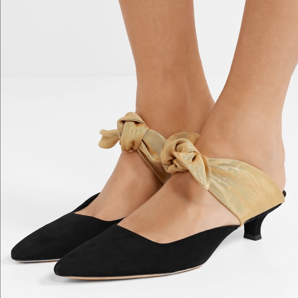 The row coco bow suede and silk mules - Picture 7 of 11